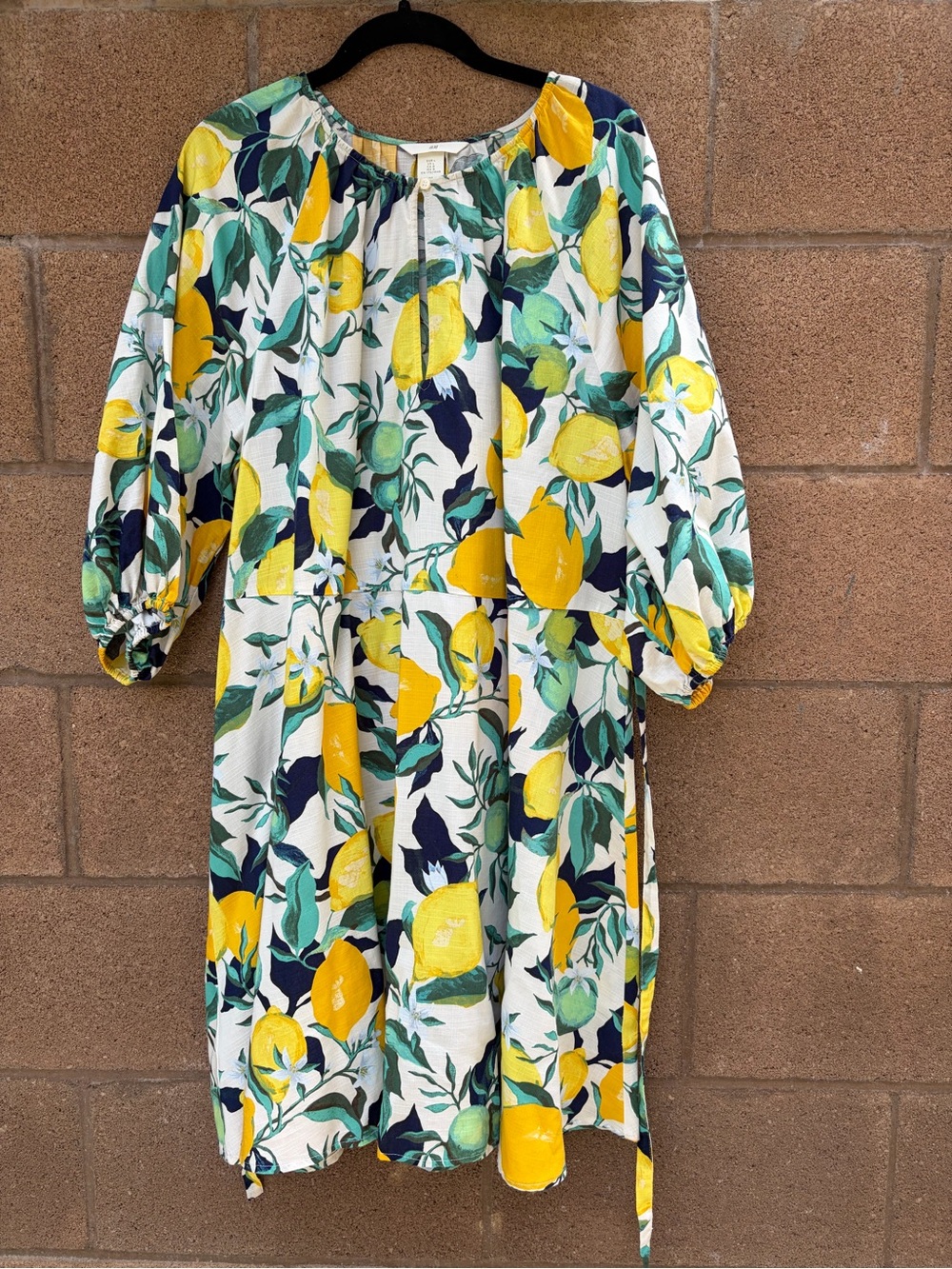 H&M Lemon Print Balloon-Sleeve Dress